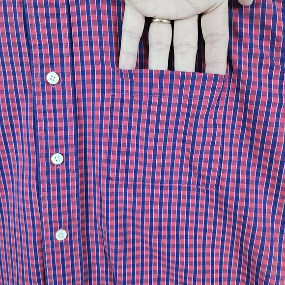 Brooks Brothers 346 Red & Blue Checks Size L Button Up/Down Cotton Dress Shirt - Picture 3 of 16